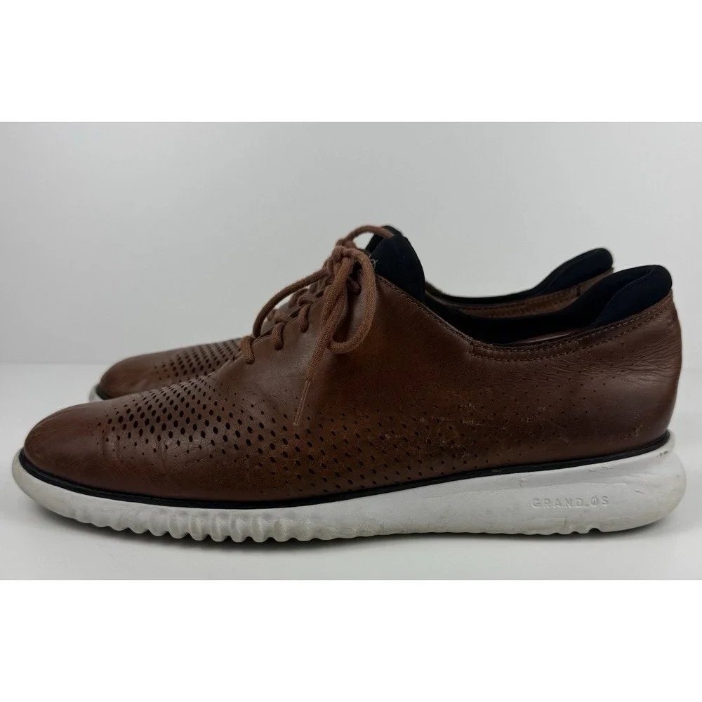 Cole Haan Grand.OS Brown Perforated Oxford Shoes Men's 11.5M Leather